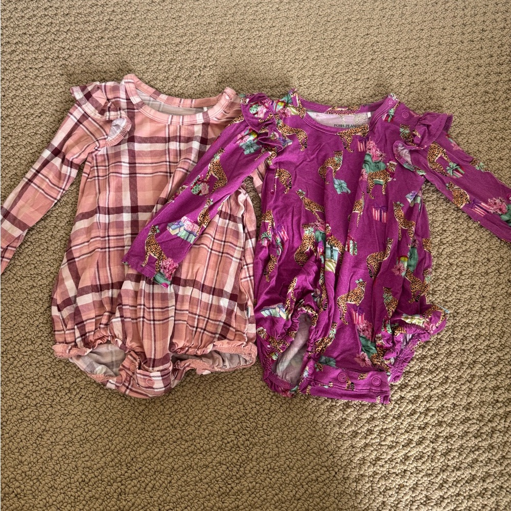 Posh Peanut Pink and Purple Bodysuits Soft Stretchy One Pieces